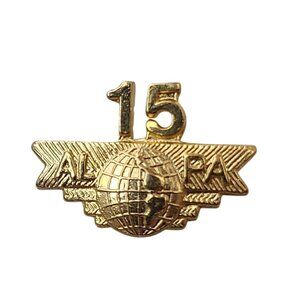 Vintage 15 Year ALPA Airline Pilots Association Trade Union Made Lapel Pin